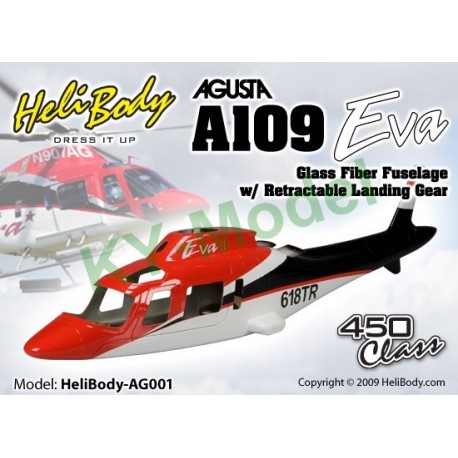 HELIBODY-AG001 - Agusta A109 EVA Retract Glass Fiber Fuselage - 450 Class